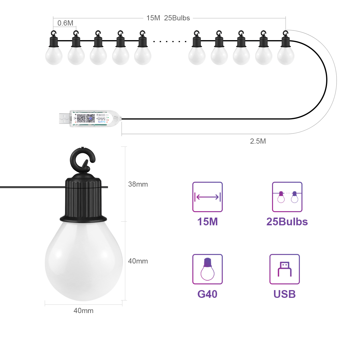 Inteligentne lampki LED G40 z  – Smart Garden Festoon Lights recenzja i cena