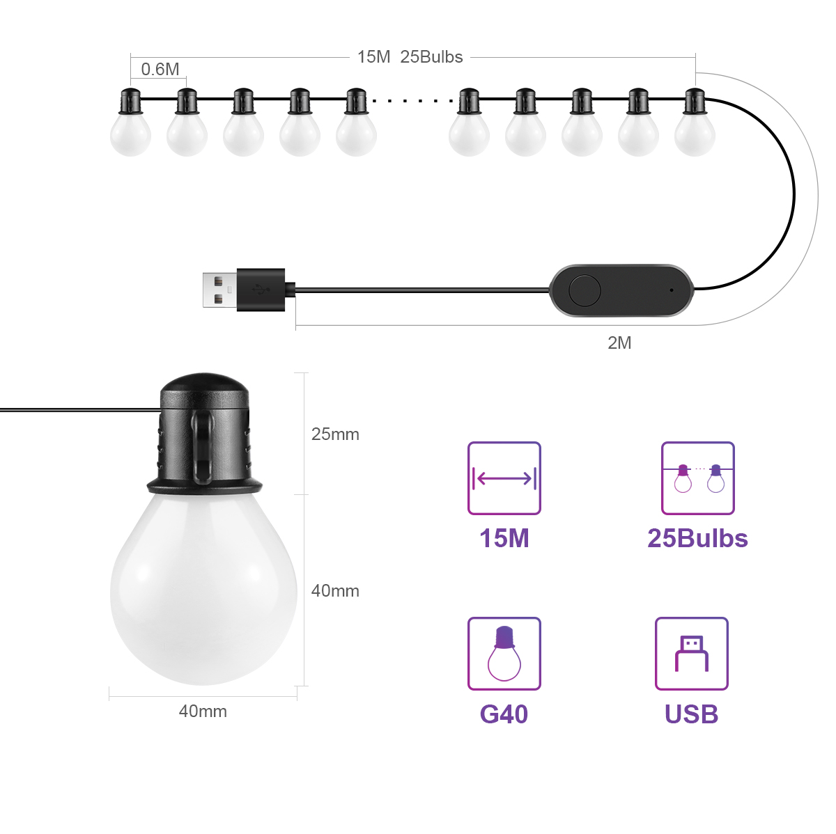 Tuya Smart WIFI G40 LED Bulb S – Smart Garden Festoon Lights recenzja i cena